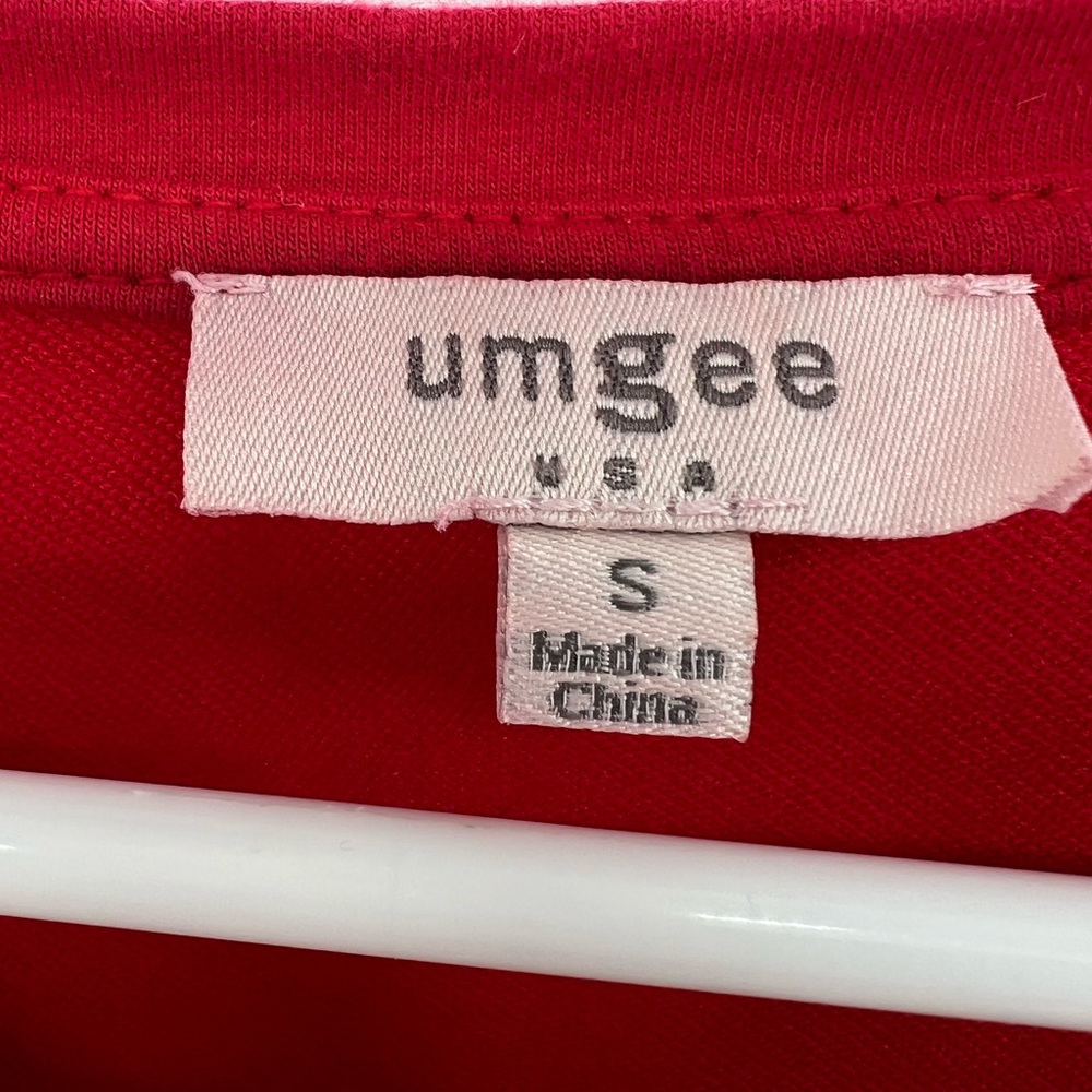 Umgee red t-shirt dress short bell sleeve mesh detail mini dress casual - Picture 6 of 6